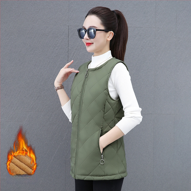 Γυναικείο γιλέκο με επένδυση φλίς, στρογγυλός λαιμός, εξωτερικό ύφασμα πολυεστέρα, 95%+ περιεκτικότητα σε πολυεστέρα, άνοιξη 2025