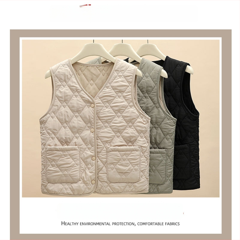 Γυναικείο γιλέκο σε στυλ καρντιγκάν από πολυεστέρα, γέμισμα πολυεστερικο-βαμβακερό, φερμουάρ, λαιμός σε σχήμα U