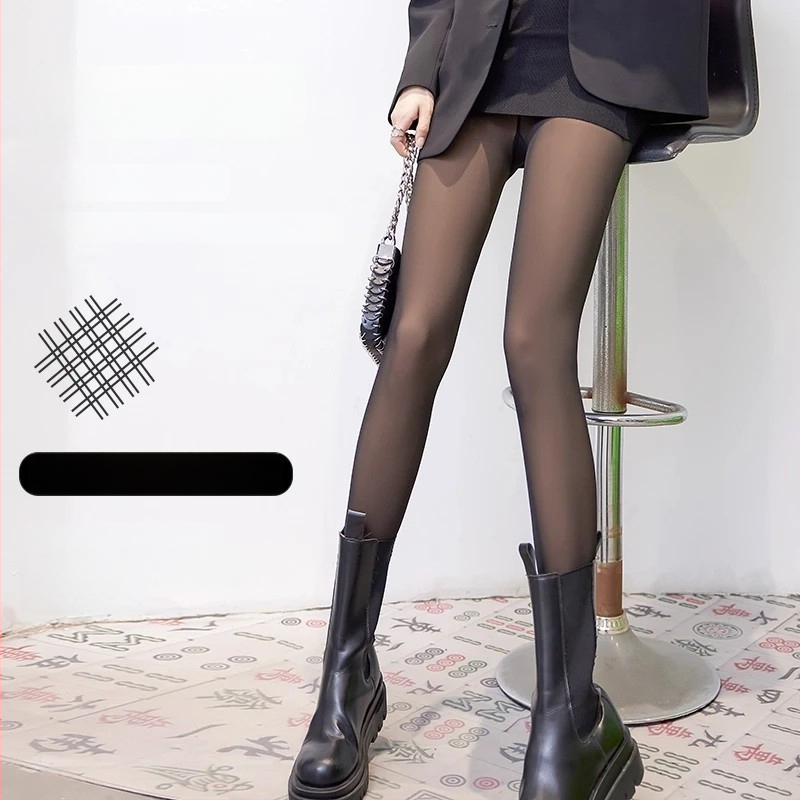 Nailonist sukkpüksid nahast läbipaistva mustriga, keha kuju vormimine, soojad ja paksud