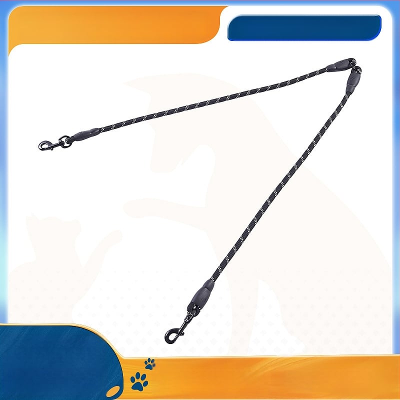 Kétkutyás póráz leválasztható húzó kötéllel, nylonból, kis testű kutyáknak