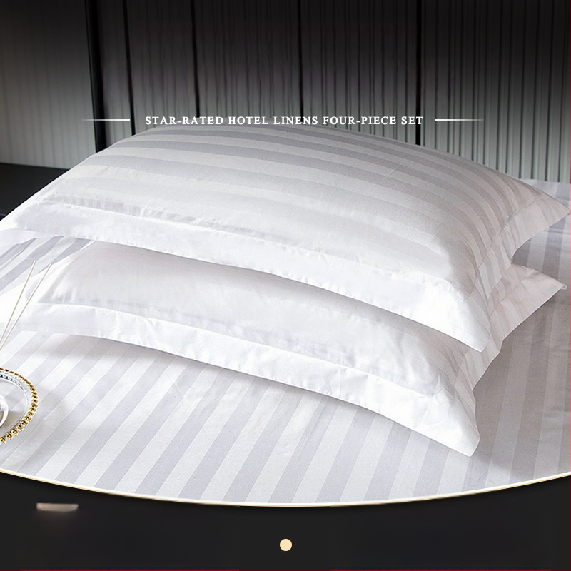 Satino viešbučio patalynė, keturių dalių komplektas su antklodės užvalkalu, paklodėmis ir pagalvių užvalkalais, šiuolaikiško minimalistinio stiliaus, reaktyvus spausdinimas ir dažymas