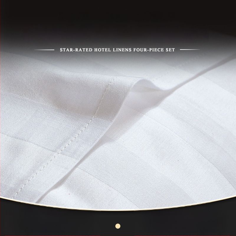 Satino viešbučio patalynė, keturių dalių komplektas su antklodės užvalkalu, paklodėmis ir pagalvių užvalkalais, šiuolaikiško minimalistinio stiliaus, reaktyvus spausdinimas ir dažymas