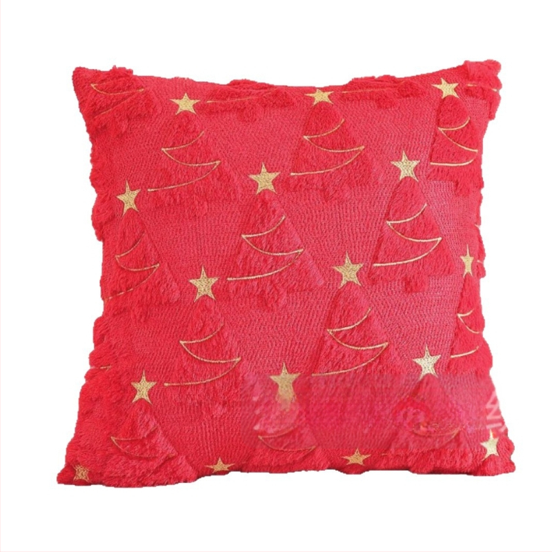 Kalėdų eglutės pagalvės užvalkalas, pūkuotas audinys, šventinis raštas