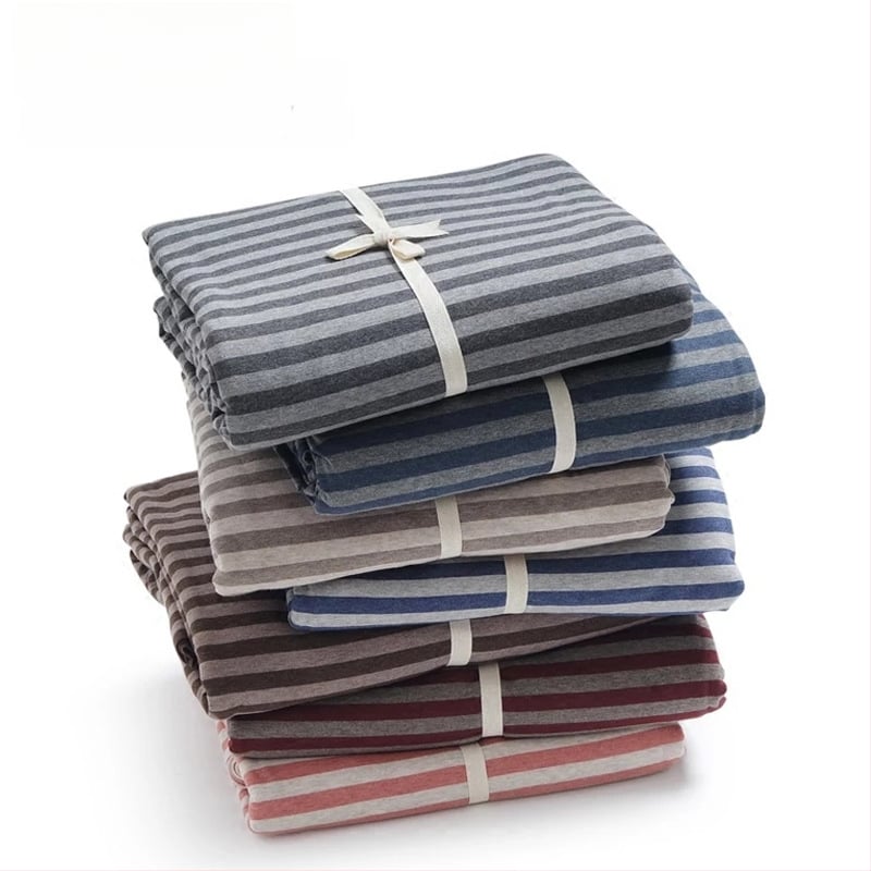 Dryžiais mezgimo medvilninis antklodės užvalkalas, 40s siūlai, reaktyvus dažymas, japonų stilius