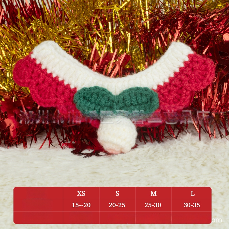 Kalėdinis megztas kaklo šalikas gyvūnams - spalvų blokų raštas, vilna, tinka katėms ir šunims, žiemai, mielas stilius