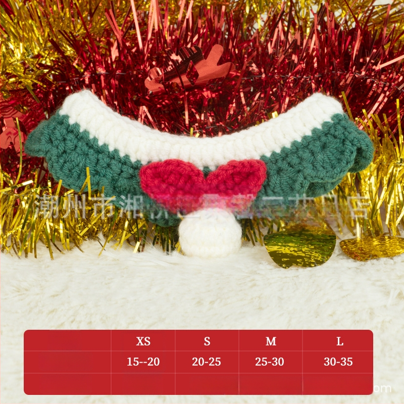 Kalėdinis megztas kaklo šalikas gyvūnams - spalvų blokų raštas, vilna, tinka katėms ir šunims, žiemai, mielas stilius