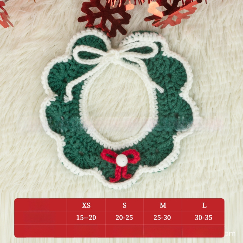 Kalėdinis megztas kaklo šalikas gyvūnams - spalvų blokų raštas, vilna, tinka katėms ir šunims, žiemai, mielas stilius