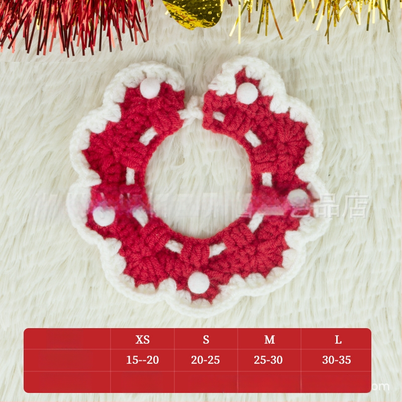 Kalėdinis megztas kaklo šalikas gyvūnams - spalvų blokų raštas, vilna, tinka katėms ir šunims, žiemai, mielas stilius