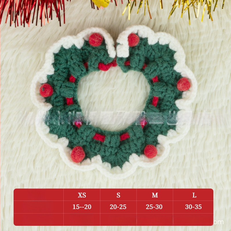 Kalėdinis megztas kaklo šalikas gyvūnams - spalvų blokų raštas, vilna, tinka katėms ir šunims, žiemai, mielas stilius