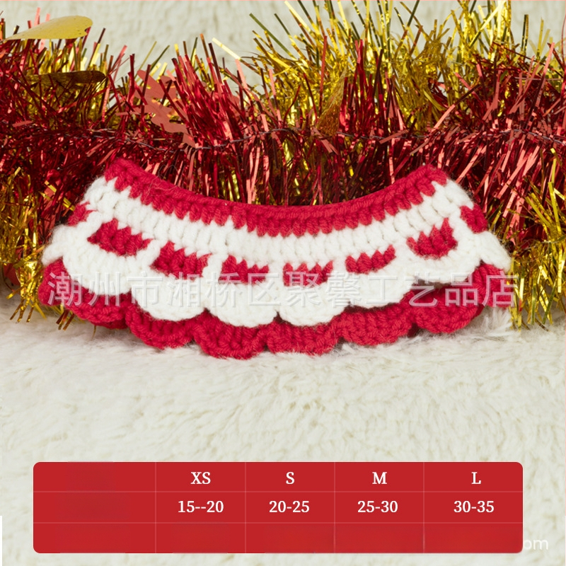 Kalėdinis megztas kaklo šalikas gyvūnams - spalvų blokų raštas, vilna, tinka katėms ir šunims, žiemai, mielas stilius