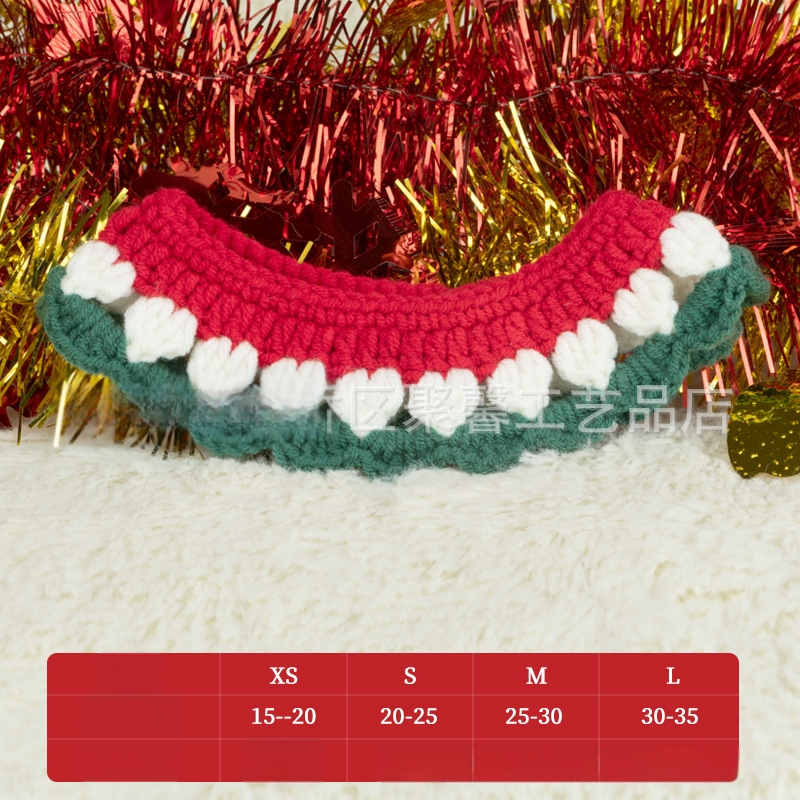 Kalėdinis megztas kaklo šalikas gyvūnams - spalvų blokų raštas, vilna, tinka katėms ir šunims, žiemai, mielas stilius