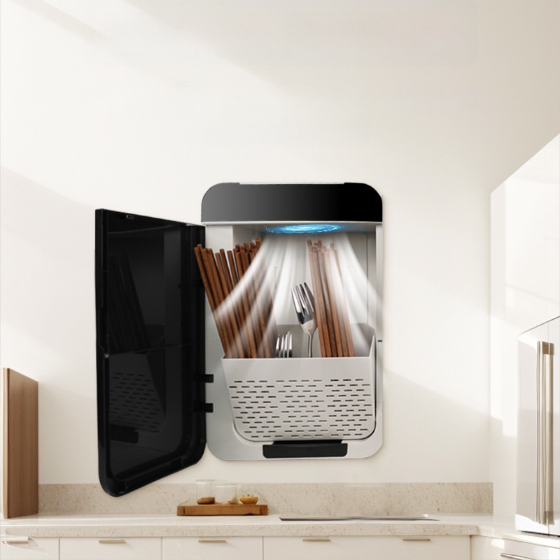 Automaatne söögipulkade sterilisaator, minimalistlik stiil, UV kiire kuivatamine, seinale paigaldatav, plastikust korpus