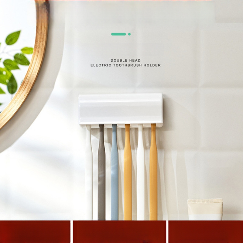 Държач за четки за зъби с залепващ монтаж, пластмасов, 6 отвора, KM частен бранд, персонализируем