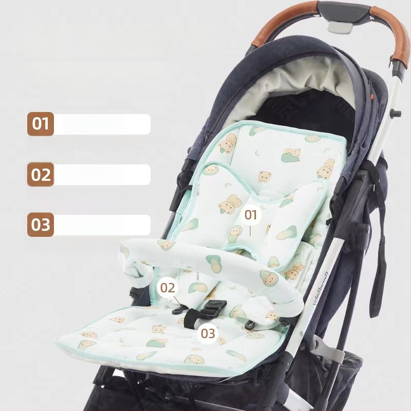 Nan baby Pernă pentru scaunul de la căruciorul pentru bebeluși — bumbac + fir de mătase + ice silk, strat respirabil de răcire, potrivit pentru 0–1 an, procesare personalizabilă