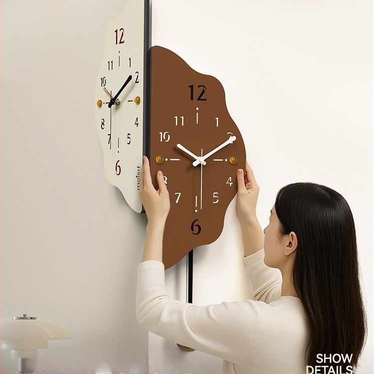 Ceas de perete de colț pentru living, alimentat cu baterie, Mișcare Meisd, carcasă acrilică și cadran acrilic