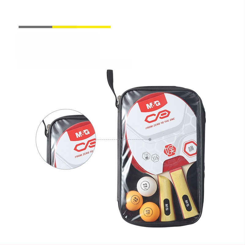 Stalo teniso raketės rinkinys (2 vnt.) su krepšiu ir 3 kamuoliukais — treniruočių raketės, medinė plokštė, anti-klijų guma, tiesioginis smūgis, tinkamas stalo tenisui ir badmintonui