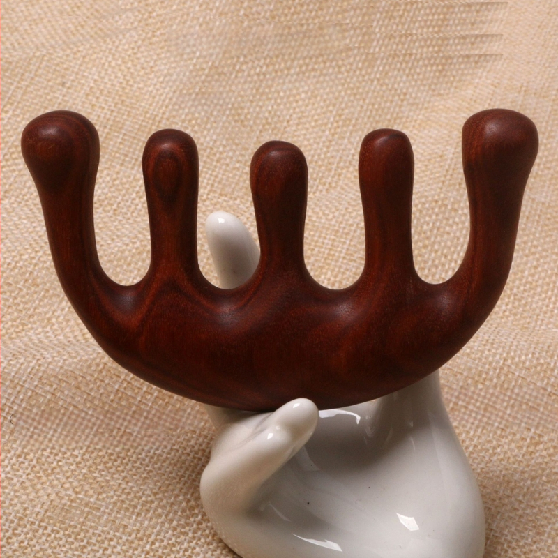 Massaažiharja juuksedest sandalwood materjalist, meridiaan massaaž ja paksendatud viie hamba pall | Bränd: Mulan wooden comb; Materjal: Sandalwood; Päritolu: Jing County, Anhui