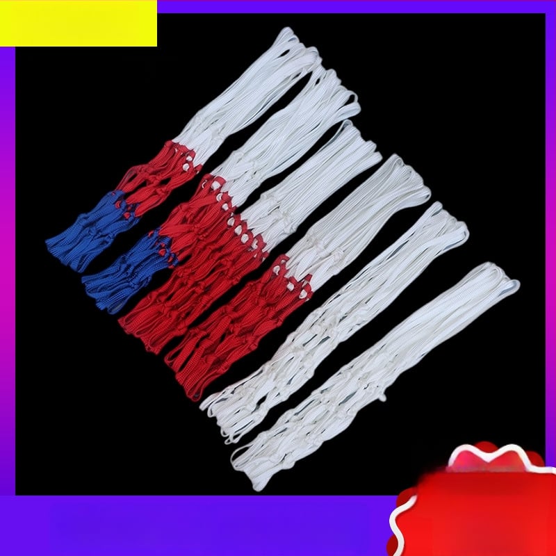 Plasă de baschet standard pentru jocuri profesionale, țesută, durabilă, îngroșată și mai lungă pentru interior/exterior (Material 80663; Greutate 30; 5 secțiuni, 12 noduri)