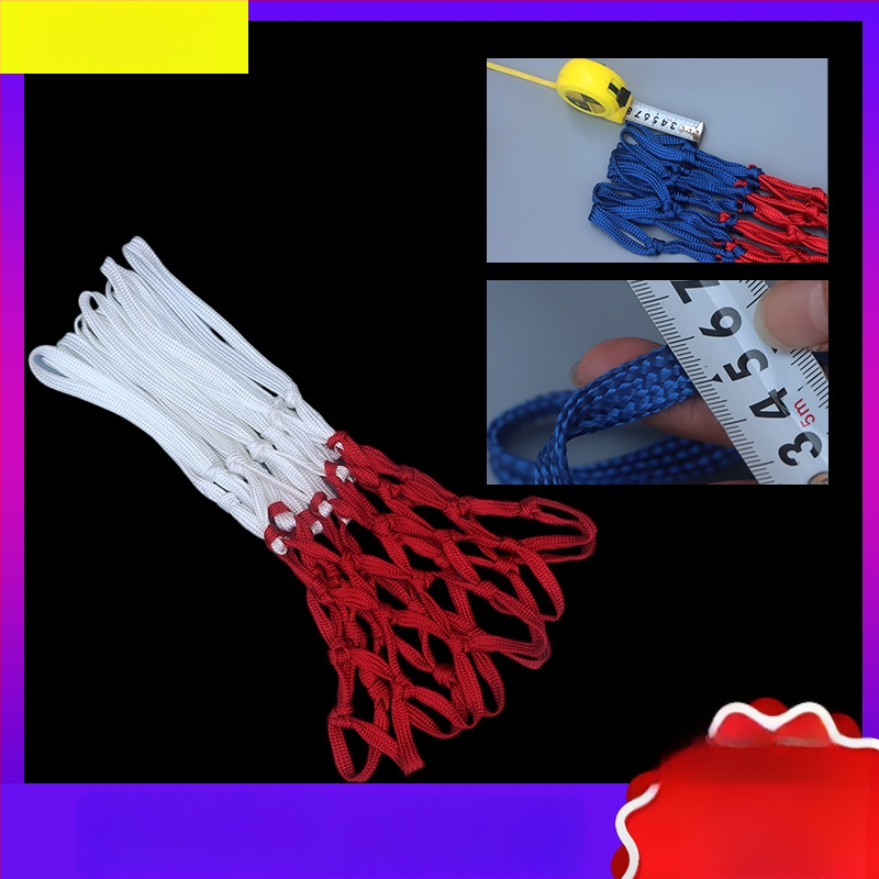Plasă de baschet standard pentru jocuri profesionale, țesută, durabilă, îngroșată și mai lungă pentru interior/exterior (Material 80663; Greutate 30; 5 secțiuni, 12 noduri)
