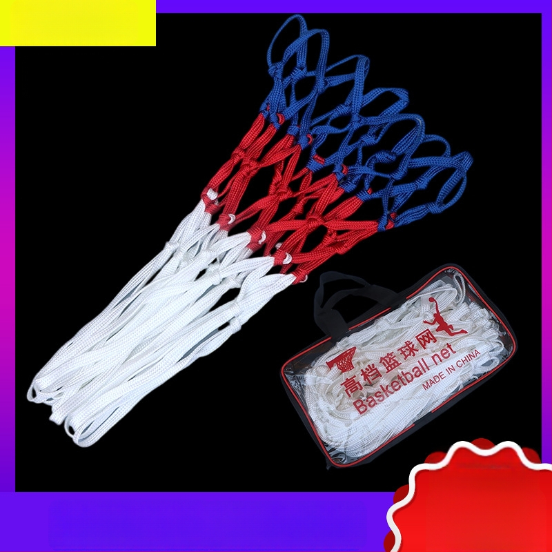 Plasă de baschet standard pentru jocuri profesionale, țesută, durabilă, îngroșată și mai lungă pentru interior/exterior (Material 80663; Greutate 30; 5 secțiuni, 12 noduri)