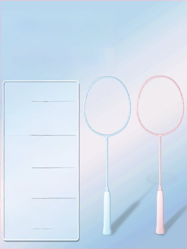 Badmintono raketė – anglies pluošto korpusas, svoris 75–79 g, tiesus kotas, rankenos storis G-4, vidutinė kietumas, logotipo spauda įmanoma