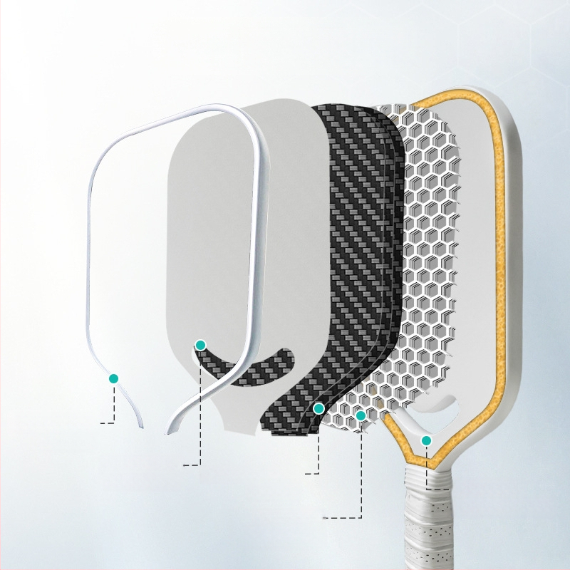 Pranastar Pickleball raketė – anglies pluoštas, vienos dalies be rėmo konstrukcija, matmenys 420×185×14 mm, svoris 95–100 g, rankenos storis G1, logotipo spausdinimas įmanomas