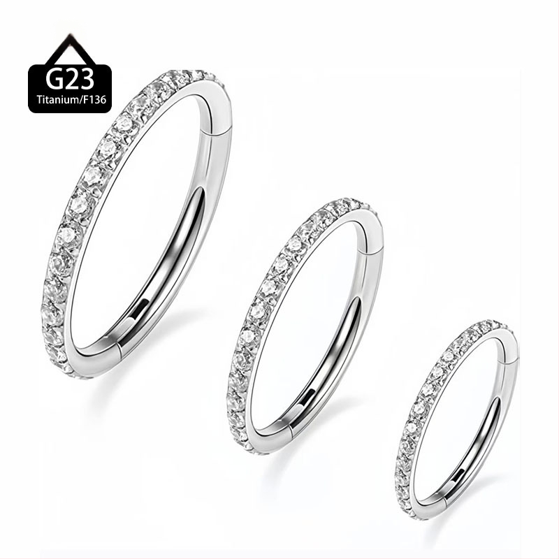 Nina- ja huuliring, G23 titaani sulam, tsirkoon kristall, käsitöö, ümmargune kuju