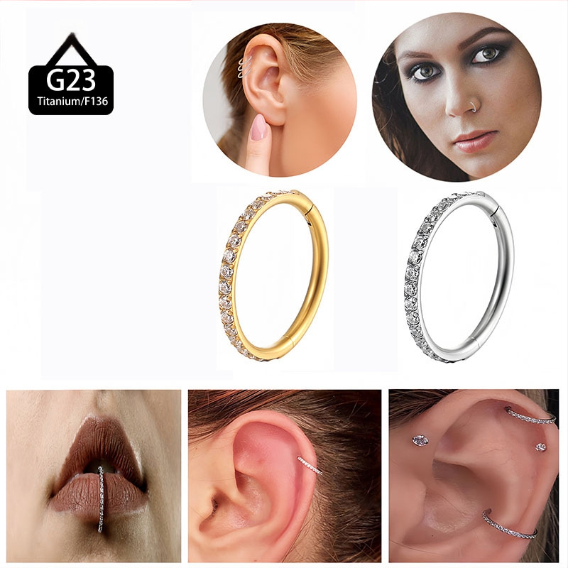 Nina- ja huuliring, G23 titaani sulam, tsirkoon kristall, käsitöö, ümmargune kuju