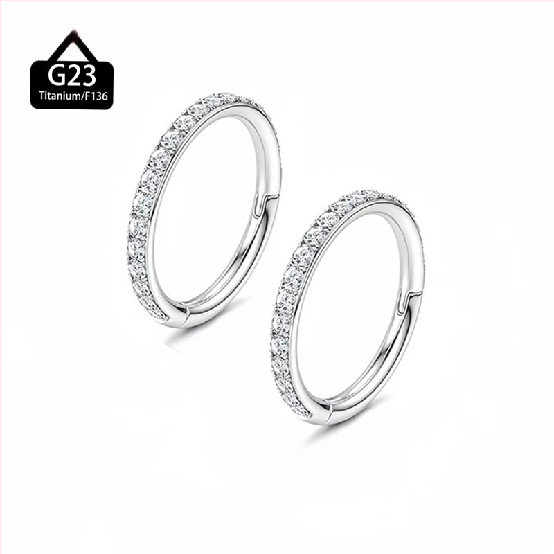 Nina- ja huuliring, G23 titaani sulam, tsirkoon kristall, käsitöö, ümmargune kuju