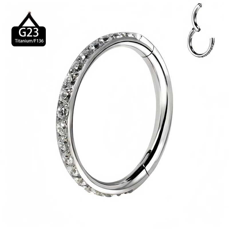 Nina- ja huuliring, G23 titaani sulam, tsirkoon kristall, käsitöö, ümmargune kuju