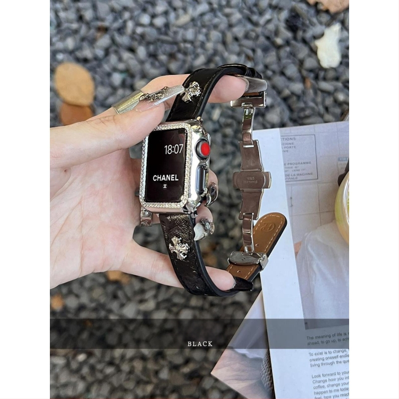 Apple Watch siksna ar tauriņa sprādzi, strausa ādas izskats, zīmols Nothing, saderīgs ar Apple Watch, siksnas materiāls: Super fiber, moderns stils