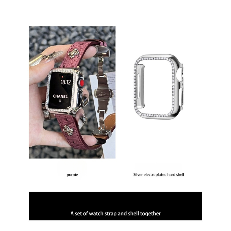 Apple Watch siksna ar tauriņa sprādzi, strausa ādas izskats, zīmols Nothing, saderīgs ar Apple Watch, siksnas materiāls: Super fiber, moderns stils