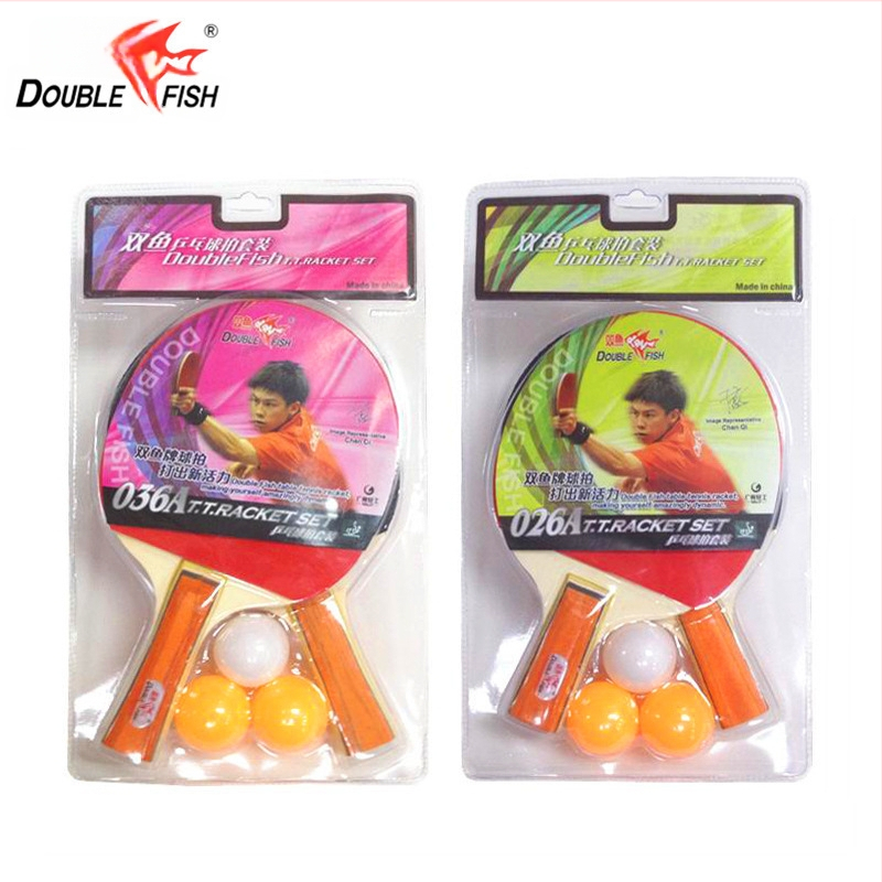 Stalo teniso raketės rinkinys, Pisces Double Fish, 2 vnt., poplar plokštė, guma su reversiniu klijavimu, tiesus smūgis