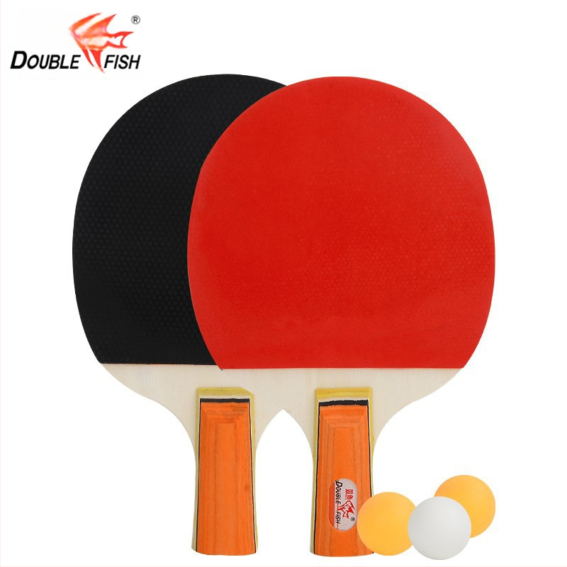 Stalo teniso raketės rinkinys, Pisces Double Fish, 2 vnt., poplar plokštė, guma su reversiniu klijavimu, tiesus smūgis