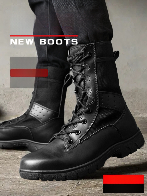 Uniszex taktikai harci bakancsok felnőtteknek – vízálló, kopásálló, Átszúrás elleni, magas szárú, túrázásra, kerékpározásra és harcművészetekhez