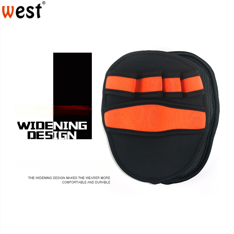 West dviračių pirštinės su nardymo medžiaga, delno apsauga, reguliuojamas riešas, riešo tvirtinimas