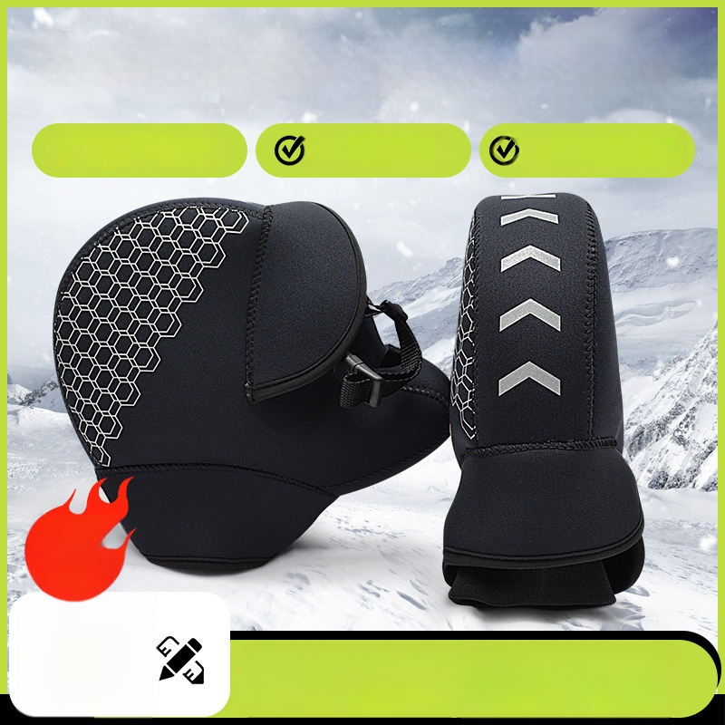 Dviračių pirštinės - šiltos, vėją atlaikančios, gumos/plastiko medžiaga, vidutinio storio, trumpa rankogaliai, suaugusiems, unisex