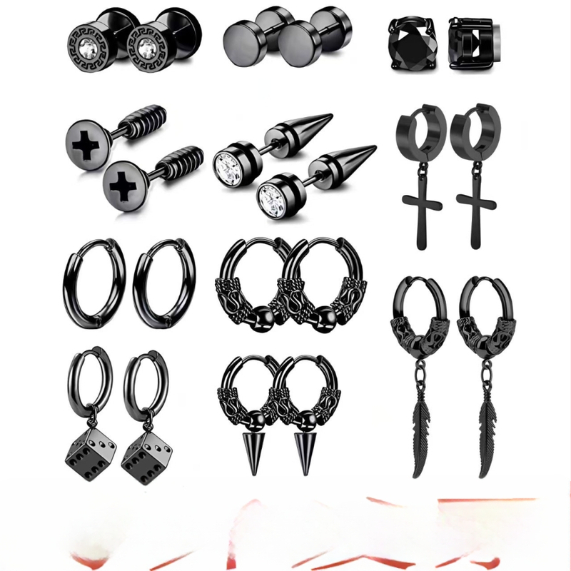 Комплект обеци – Кръстоподобни геометрични халки, неръждаема стомана, електроплатиране, унисекс (Марка: Yousheng Jewelry)