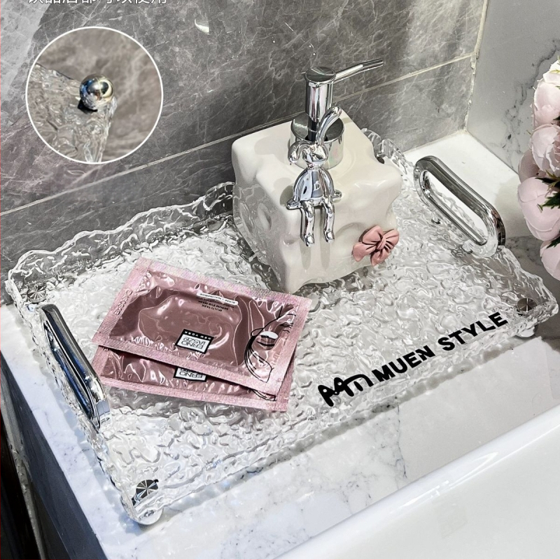 Kör alakú műanyag teás tálca pohár- és tál tartóval, modern minimalista stílus