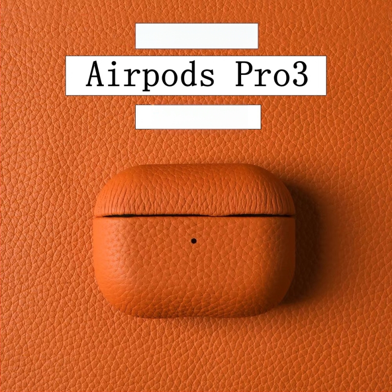 Θήκη από γνήσιο δέρμα με υφή lychee για AirPods Pro 3 και AirPods 4, χειροποίητη