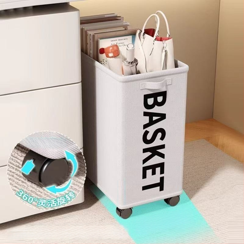 Oxford anyagú egyrekeszes ruhaszállító kosár görgőkkel, összecsukható