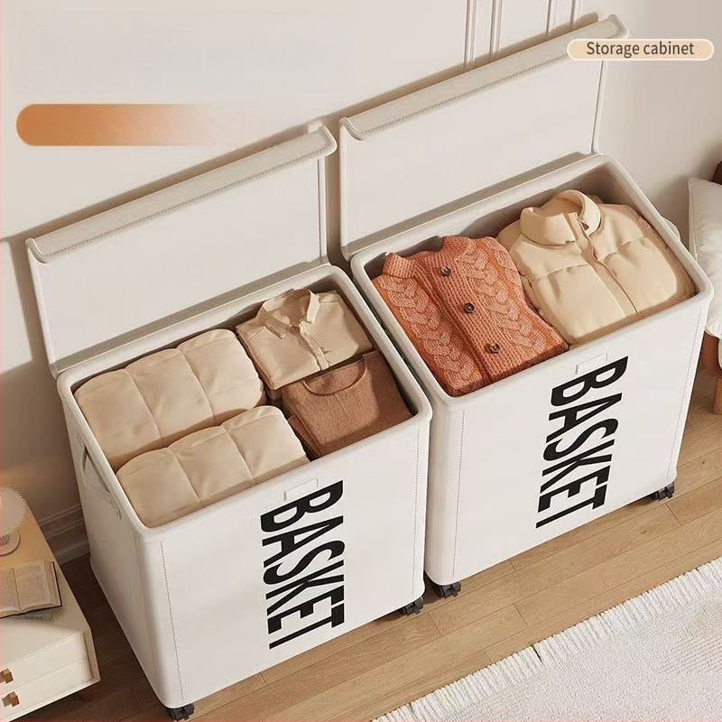 Oxford anyagú egyrekeszes ruhaszállító kosár görgőkkel, összecsukható