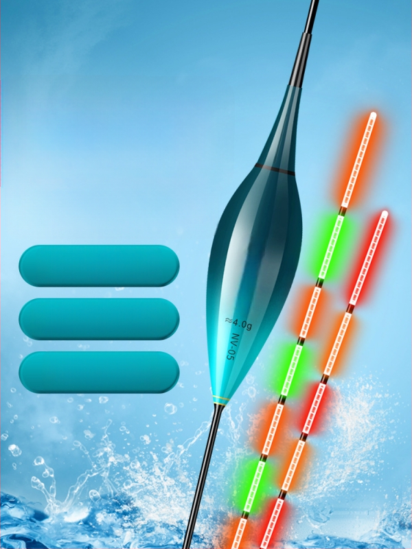 Karpio žvejybos plūdė su elektroniniu naktiniu apšvietimu, aukšta kibimo jautrumas, spalvų keitimas, dienos ir nakties naudojimui — nano plūdės medžiaga, Mingzheng fishing tackle