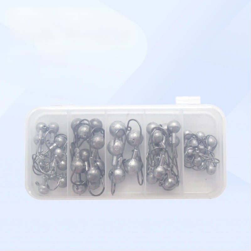 Wanhe 45 τεμάχια σετ αγκίστρων με μολύβδινο κεφάλι – κουτί εξοπλισμού αλιείας, συνθετικά υλικά, για γλυκό νερό και θαλάσσιο ψάρεμα