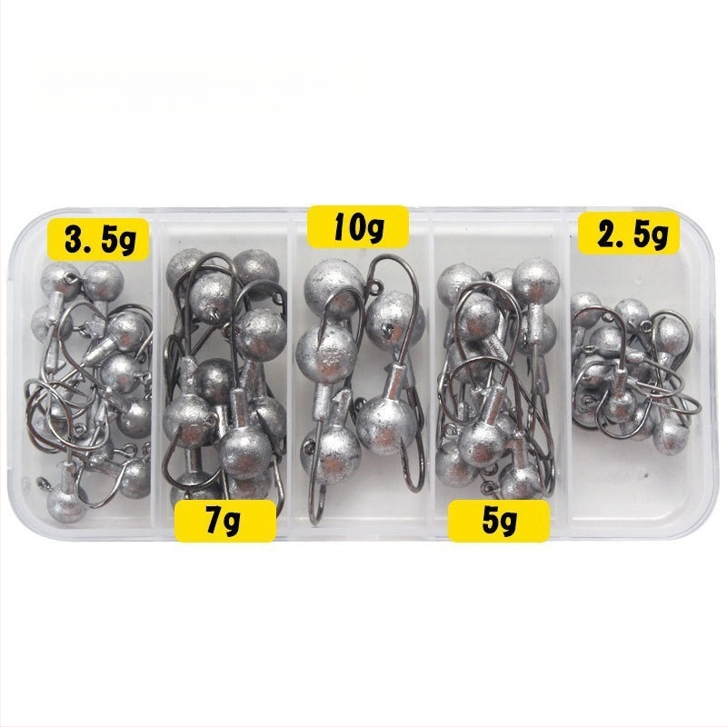 Wanhe 45 τεμάχια σετ αγκίστρων με μολύβδινο κεφάλι – κουτί εξοπλισμού αλιείας, συνθετικά υλικά, για γλυκό νερό και θαλάσσιο ψάρεμα