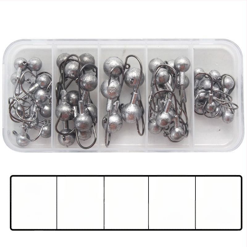 Wanhe 45 τεμάχια σετ αγκίστρων με μολύβδινο κεφάλι – κουτί εξοπλισμού αλιείας, συνθετικά υλικά, για γλυκό νερό και θαλάσσιο ψάρεμα