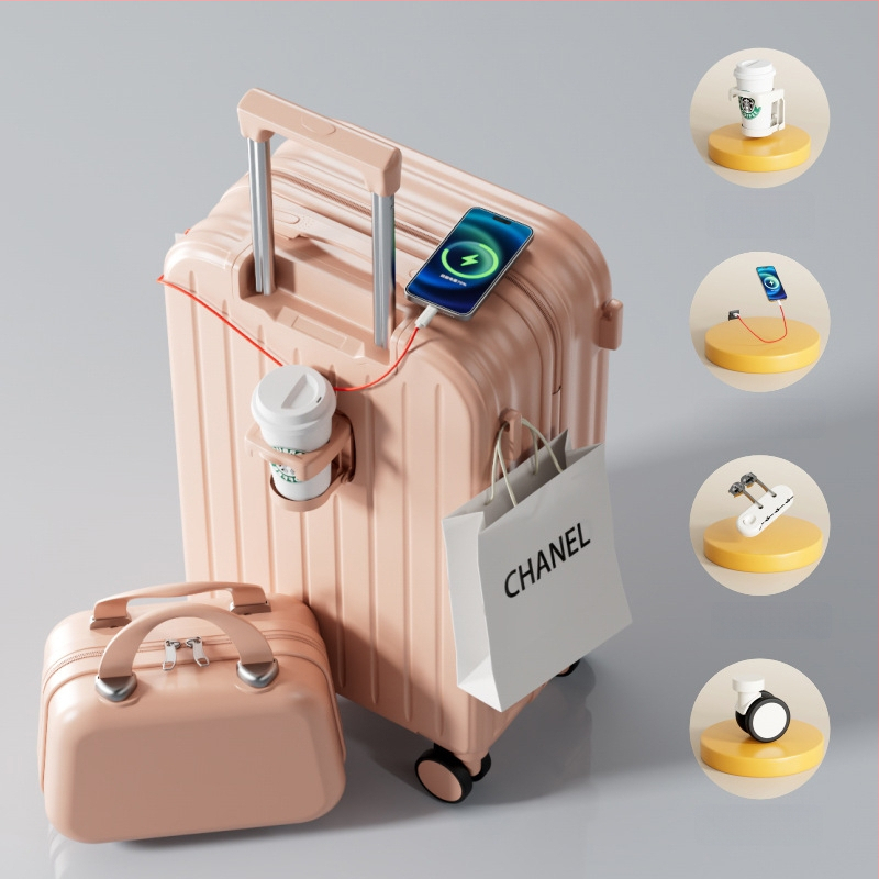 ABS/PC kohver lukuga avamisega, ülikerge, kulumiskindel, vargusvastane, lennureisidele sobiv, universaalsed rattad, kaal 2,8 kg.