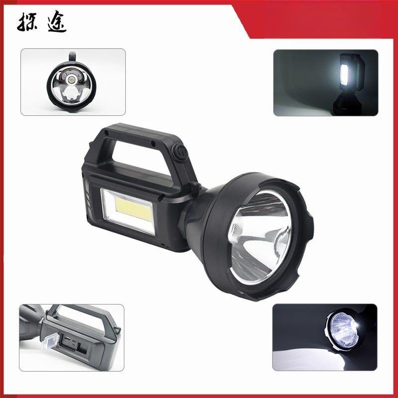 P50 LED φακός εξωτερικής χρήσης, φορητός, επαναφορτιζόμενος, 30W, μπαταρία λιθίου 2200mAh, φόρτιση, εμβέλεια 200–500 μ