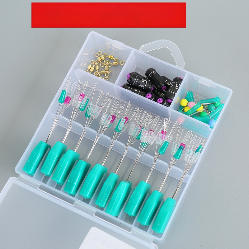 Set ribolovnih dodataka: spacer perle, plovnog sjedala, olovni omot, osmerokutni prsteni, glavne igle, 7+2 prozirno mrljaste perle