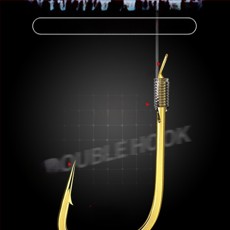 Žvejybos linijų rinkinys su dvigubais kabliukais ir auksine apdaila, medžiaga: šilkinė gėlė, ilgis 3,6 m, upės žvejybai